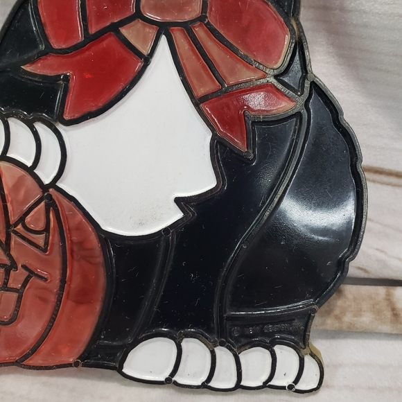 New Design Halloween Black White Cat & Pumpkin Plastic Sun Catcher Window 8 Inch - Picture 4 of 8